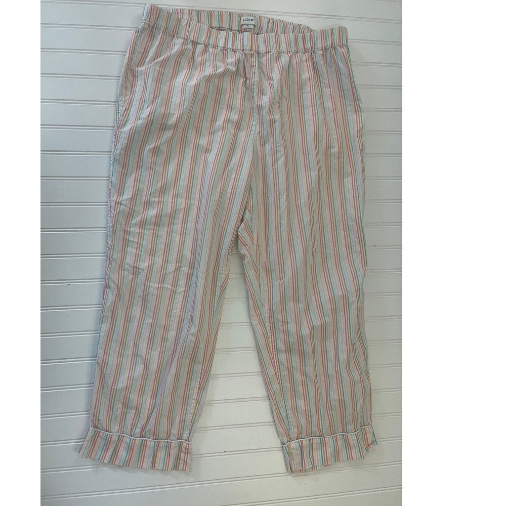 J.Crew Womens XL Pajama Pants Multi Color Striped Cotton Cropped Lounge Bottoms